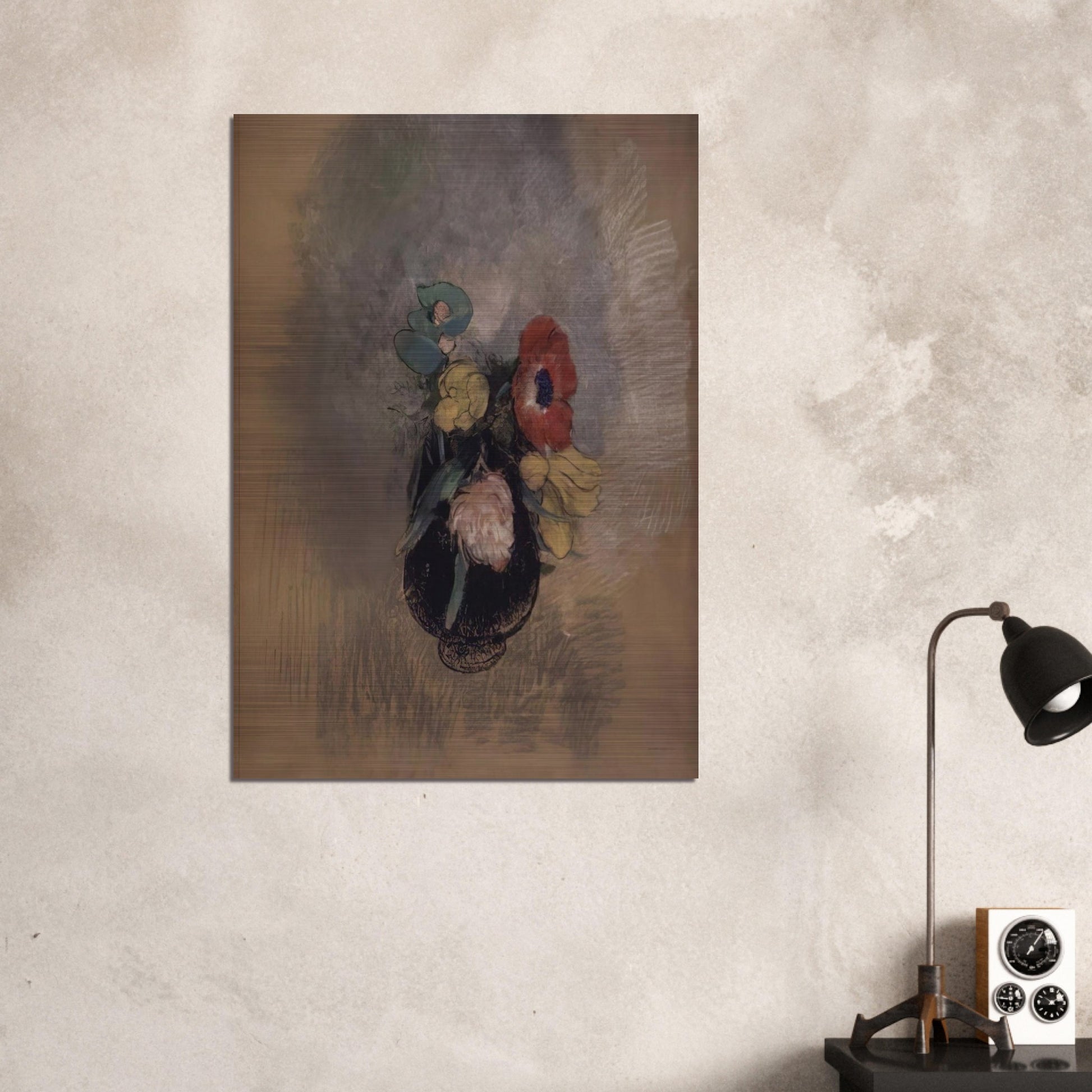ANEMONES AND TULIPS - Odilon Redon Brushed Aluminum Print - 70x100 cm / 28x40 inches | Odilon Redon Aluminum Print | Odilon Redon Prints