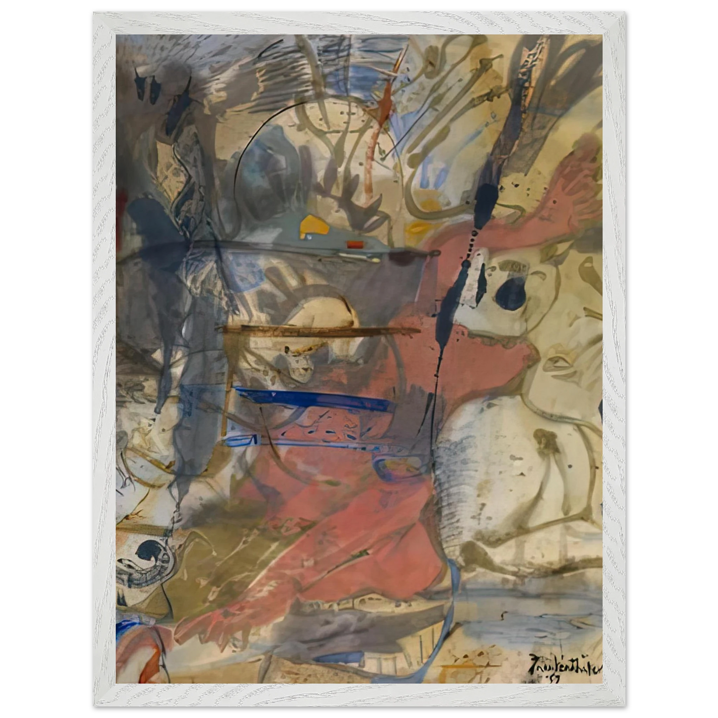 Helen Frankenthaler - Europa, 1957- Wall Art - 60x80 cm / 24x32 inches - Premium Wooden Framed Poster With Fine Art Paper-canvas - White frame