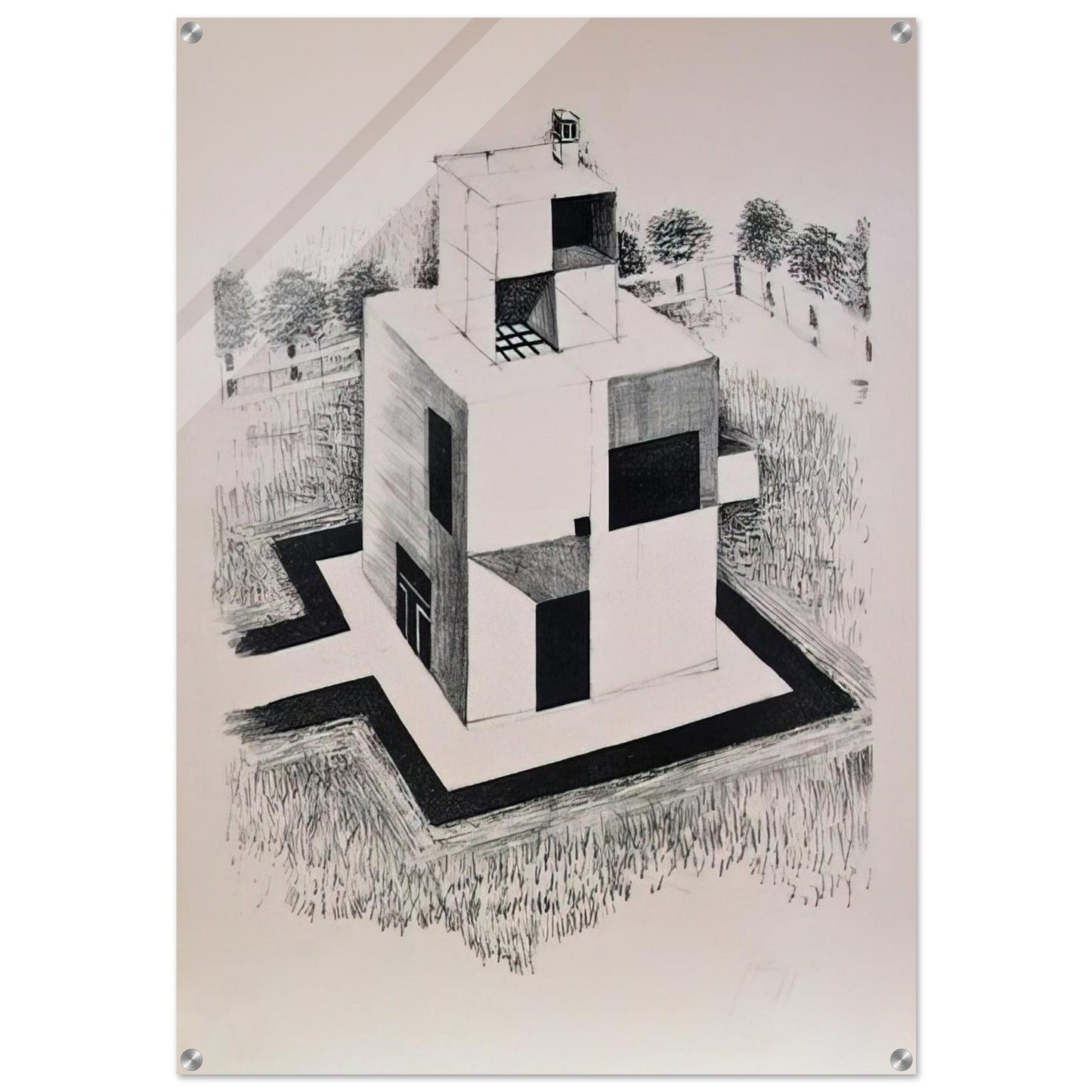 Haus Des Weissen Mannes - 1924 - Johannes Itten Acrylic Print - 70x100 cm / 28x40″ inches | Johannes Itten Wall Art | Johannes Itten Prints