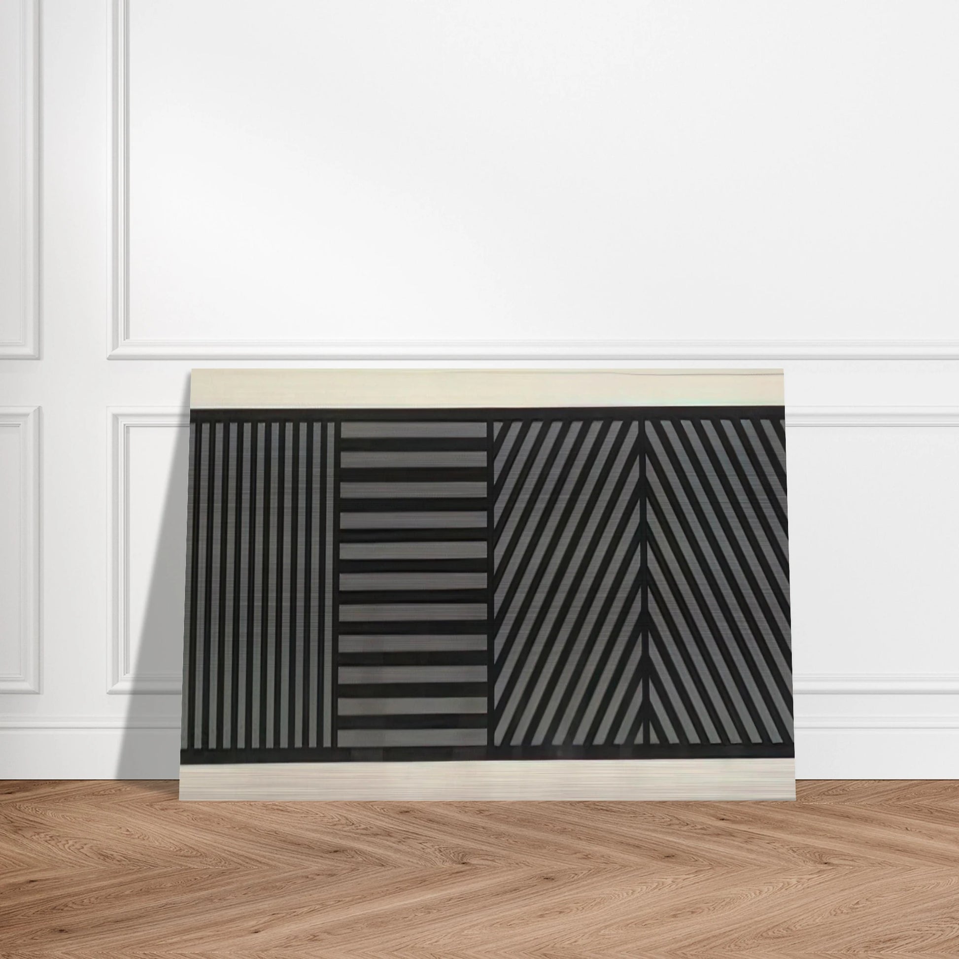 Bands of Lines One Inch Wide in Four Directions in Black and Gray - Sol LeWitt Brushed Aluminum Print - 70x100 cm / 28x40 inches | Sol LeWitt Aluminum Print | Sol LeWitt Prints