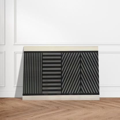Bands of Lines One Inch Wide in Four Directions in Black and Gray - Sol LeWitt Brushed Aluminum Print - 70x100 cm / 28x40 inches | Sol LeWitt Aluminum Print | Sol LeWitt Prints