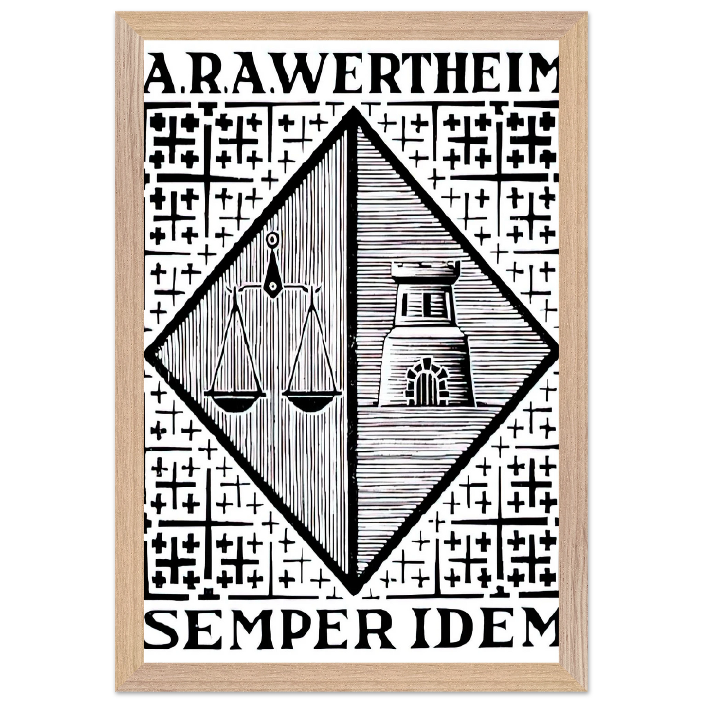 MC Escher - BOOKPLATE A R A WERTHEIM Wall Art - 30x40 cm / 12x16 inches - Premium Wooden Framed Poster With Fine Art Paper-canvas - White frame