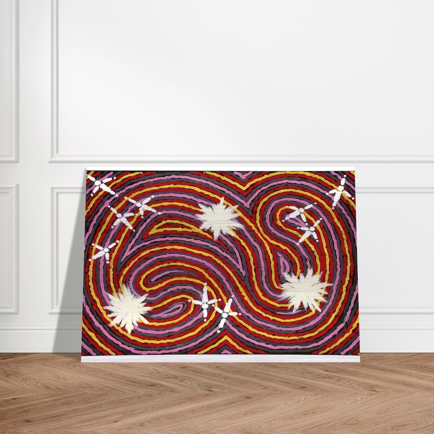 Rêve Ver De Terre Et Du Corbeau - 1999 - Clifford Possum Tjapaltjarri Brushed Aluminum Print - 70x100 cm / 28x40 inches | Clifford Possum Tjapaltjarri Aluminum Print | Clifford Possum Tjapaltjarri Prints