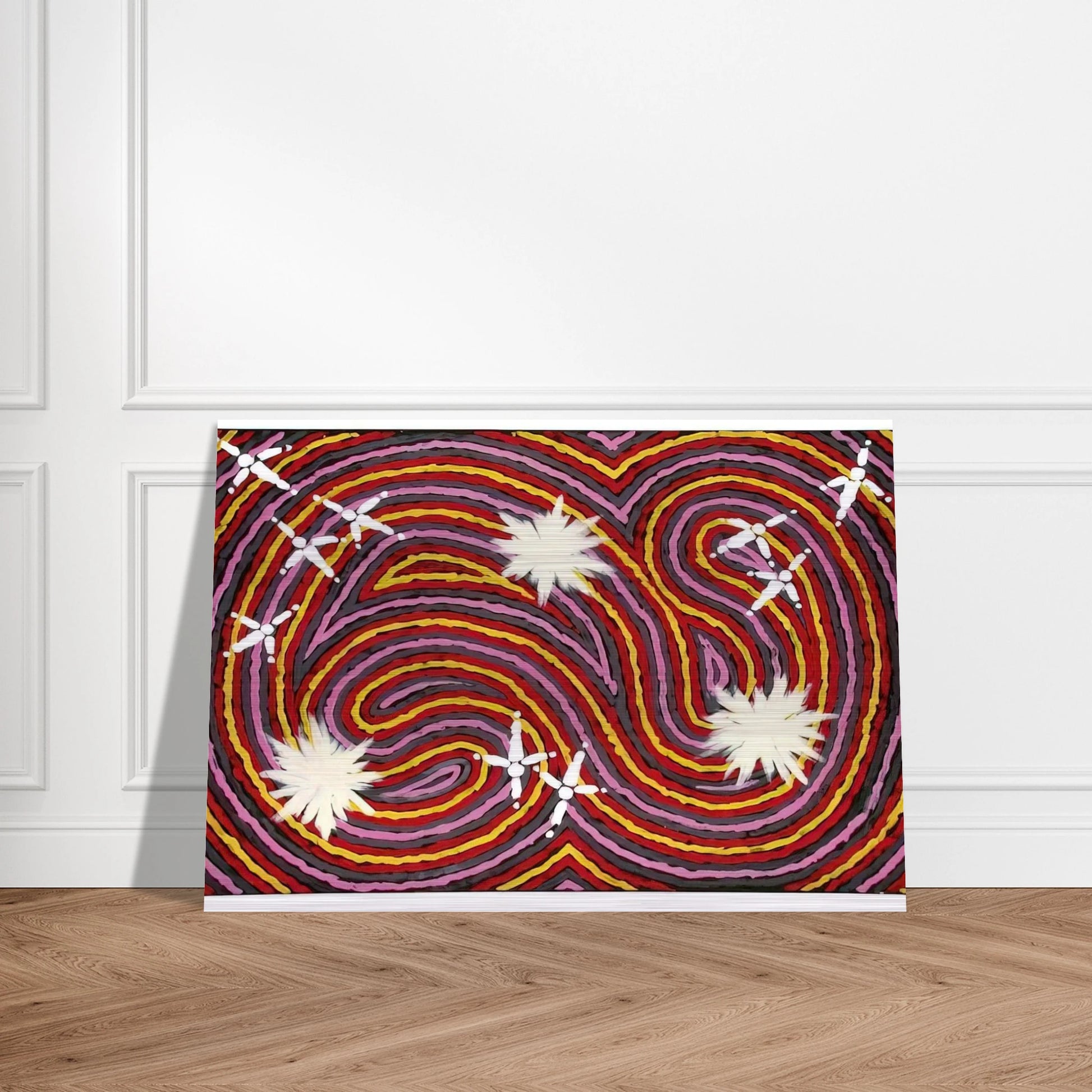 Rêve Ver De Terre Et Du Corbeau - 1999 - Clifford Possum Tjapaltjarri Brushed Aluminum Print - 70x100 cm / 28x40 inches | Clifford Possum Tjapaltjarri Aluminum Print | Clifford Possum Tjapaltjarri Prints