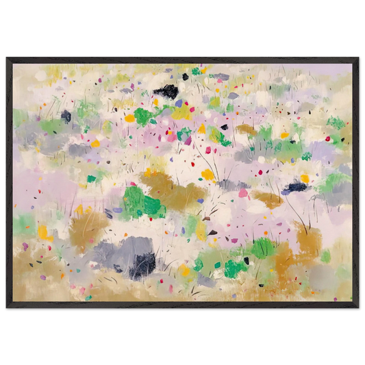 The Blooming Mountain - Abstract Expressionism Ink and wash painting - Wu Guanzhong 70x100 cm / 28x40 inches Framed Art Print – Black Wooden Frame