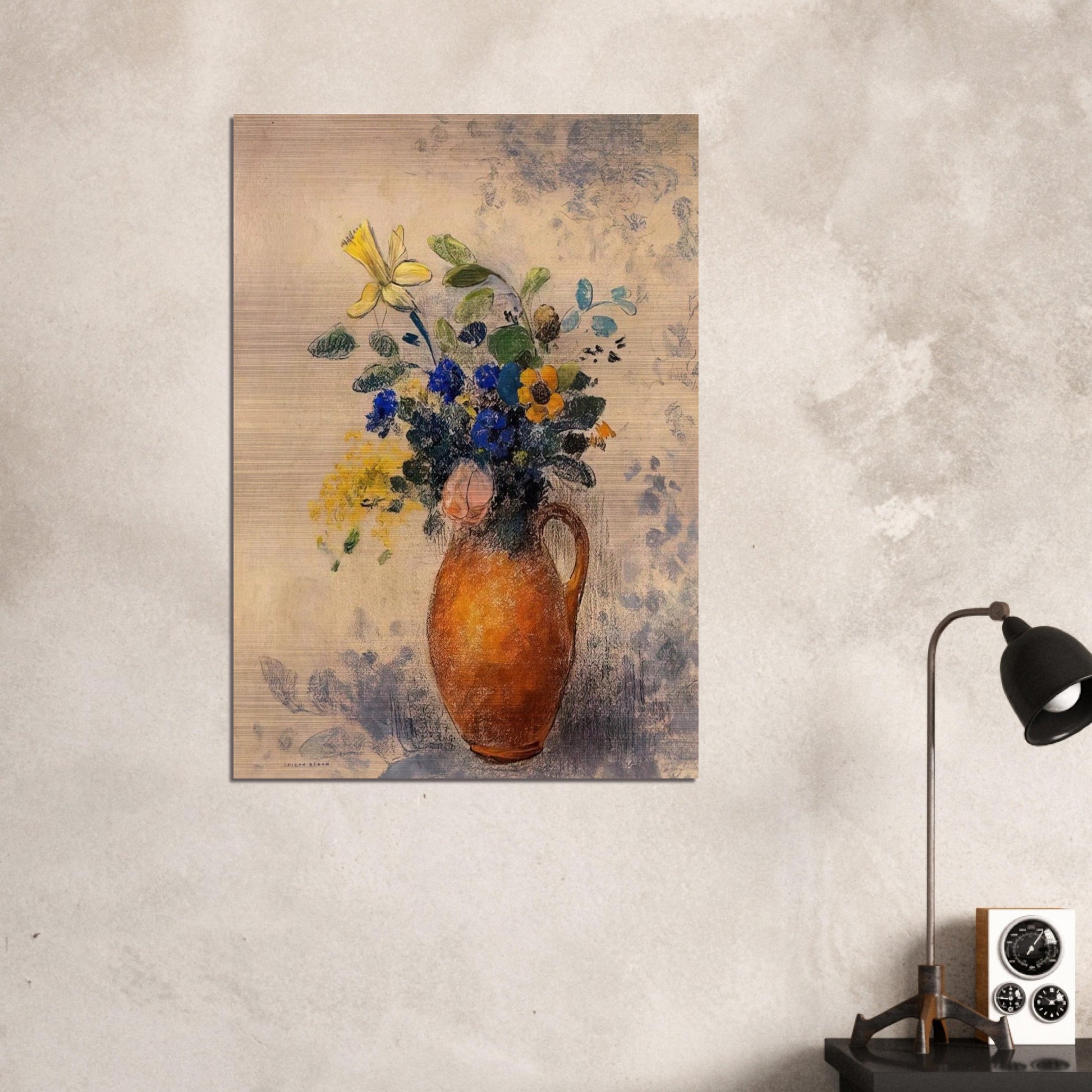 VASE OF FLOWERS 1908 - Odilon Redon Brushed Aluminum Print - 70x100 cm / 28x40 inches | Odilon Redon Aluminum Print | Odilon Redon Prints