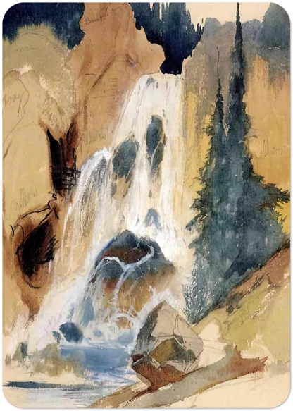 Crystal Falls watercolour By Thomas Moran Pack of 10 Post Cards | Thomas Moran Post Cards | A6 (10.5 x 14.8 cm) - 4.1 x 5.8 inches