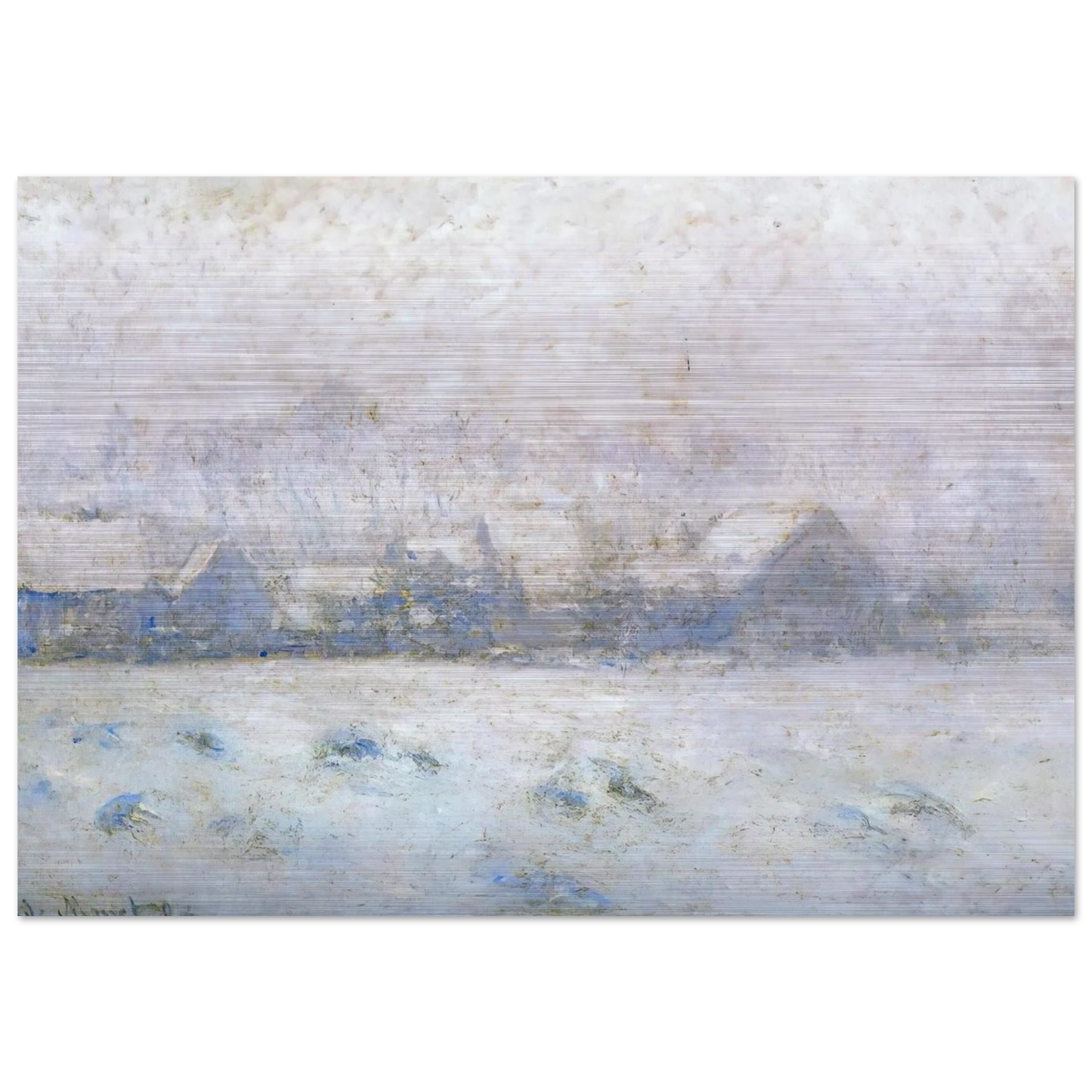 Snow Effect, Giverny - claude monet Brushed Aluminum Print - 70x100 cm / 28x40 inches | claude monet Aluminum Print | claude monet Prints