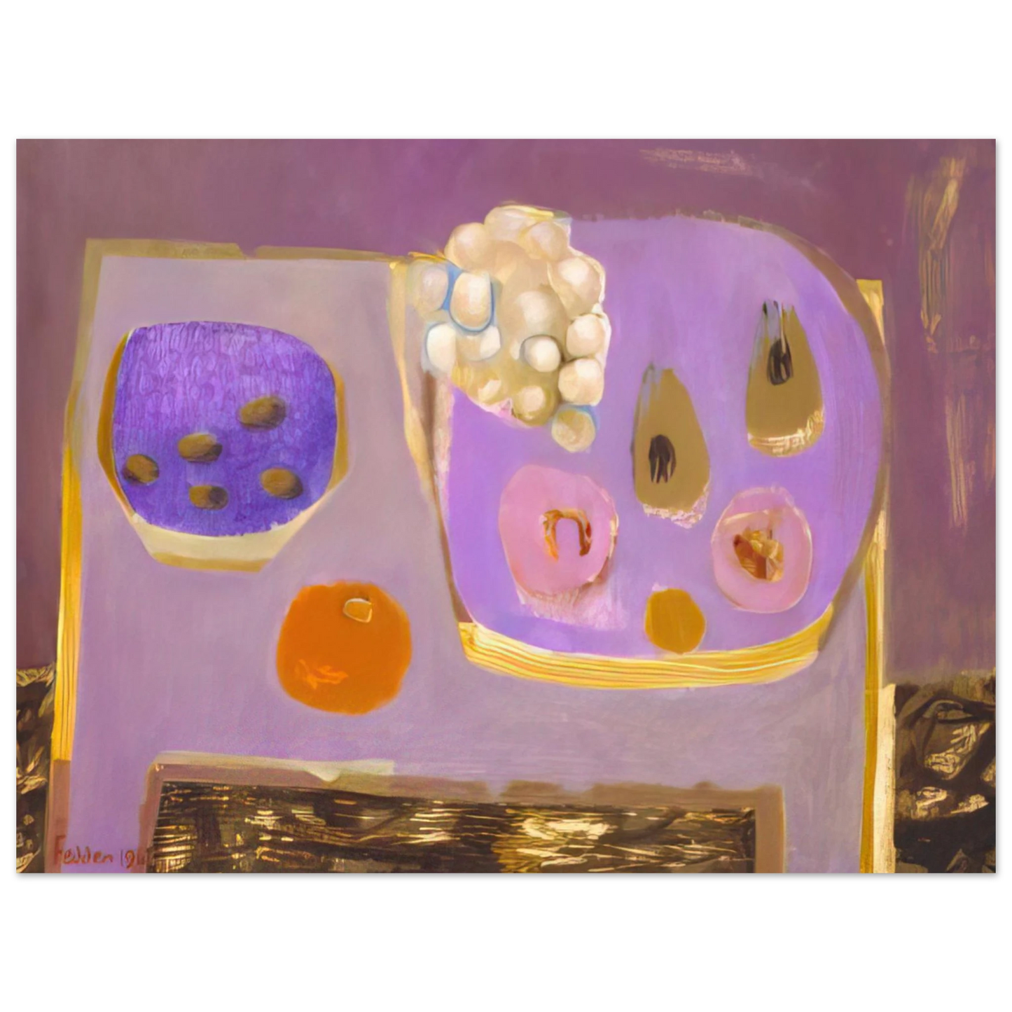Mary Fedden - Mauve Still Life - 1968  75x100 cm / 30x40inches Fine Art Poster