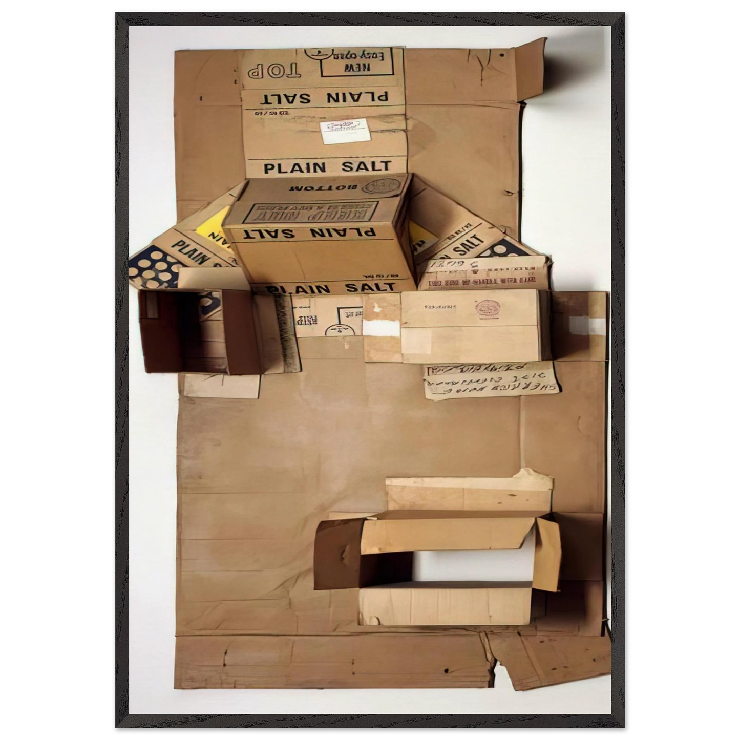 PLAIN SALT CARDBOARD 1971 - Robert Rauschenberg 70x100 cm / 28x40 inches Framed Art Print – Black Wooden Frame
