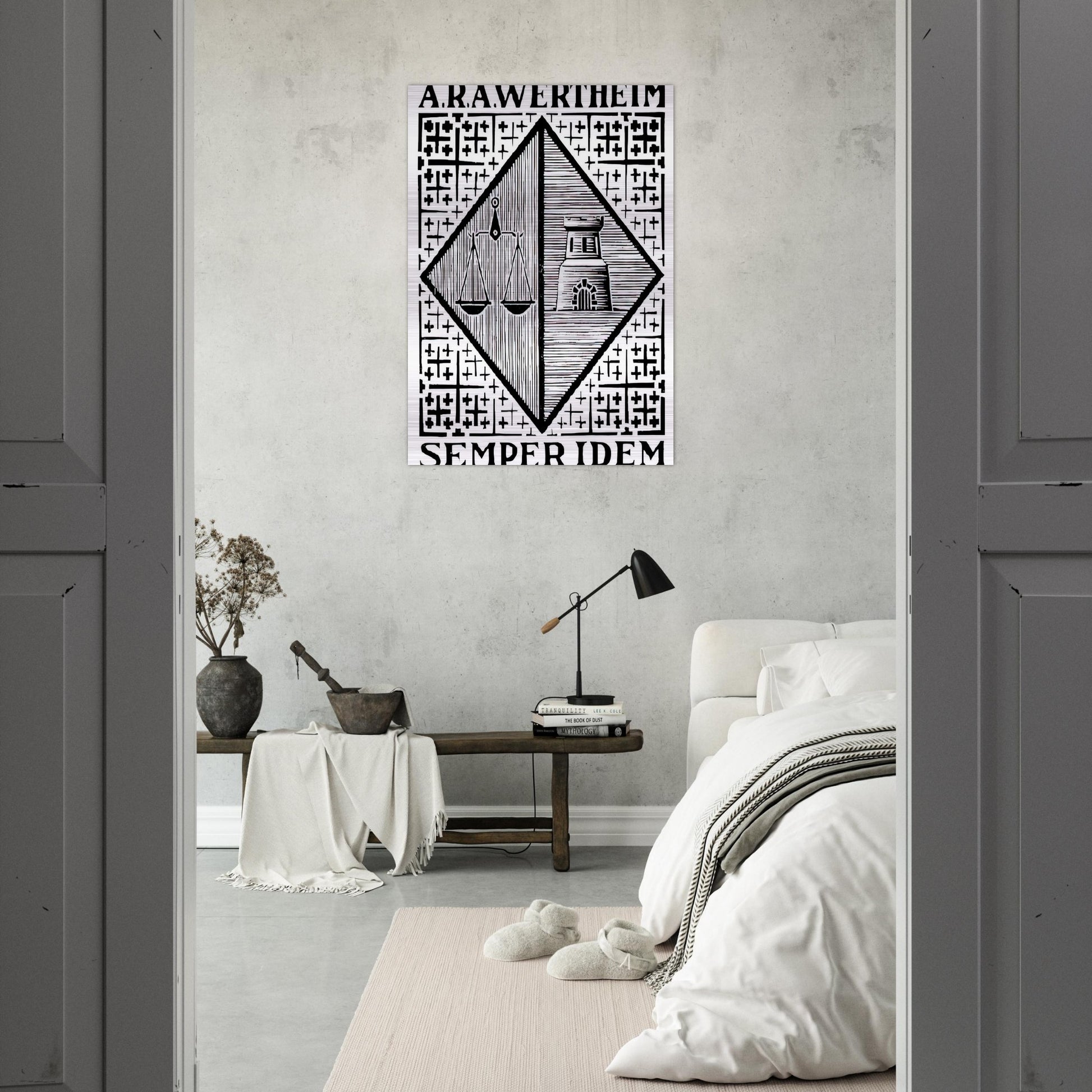 BOOKPLATE A R A WERTHEIM - MC Escher Brushed Aluminum Print - 70x100 cm / 28x40 inches | MC Escher Aluminum Print | MC Escher Prints