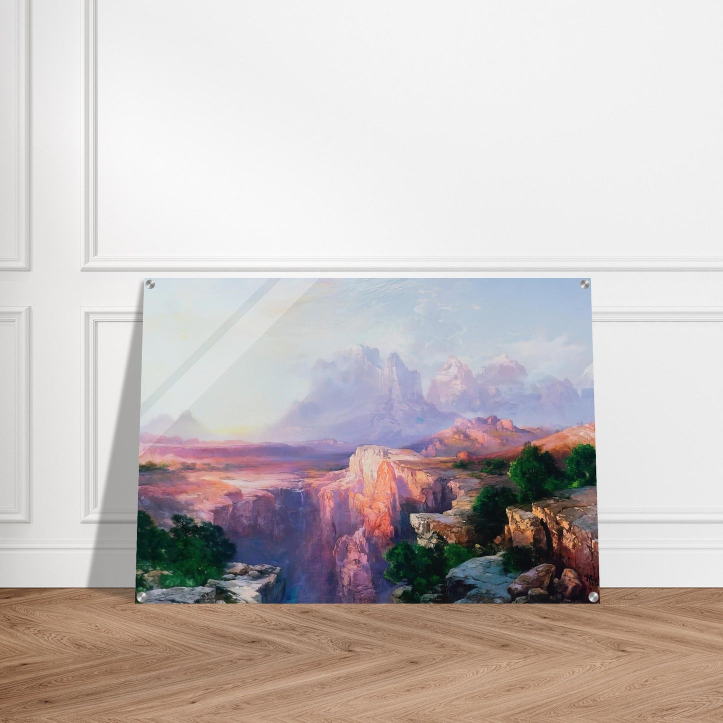 Rock Towers of the Rio Virgin - Thomas Moran Acrylic Print - 70x100 cm / 28x40″ inches