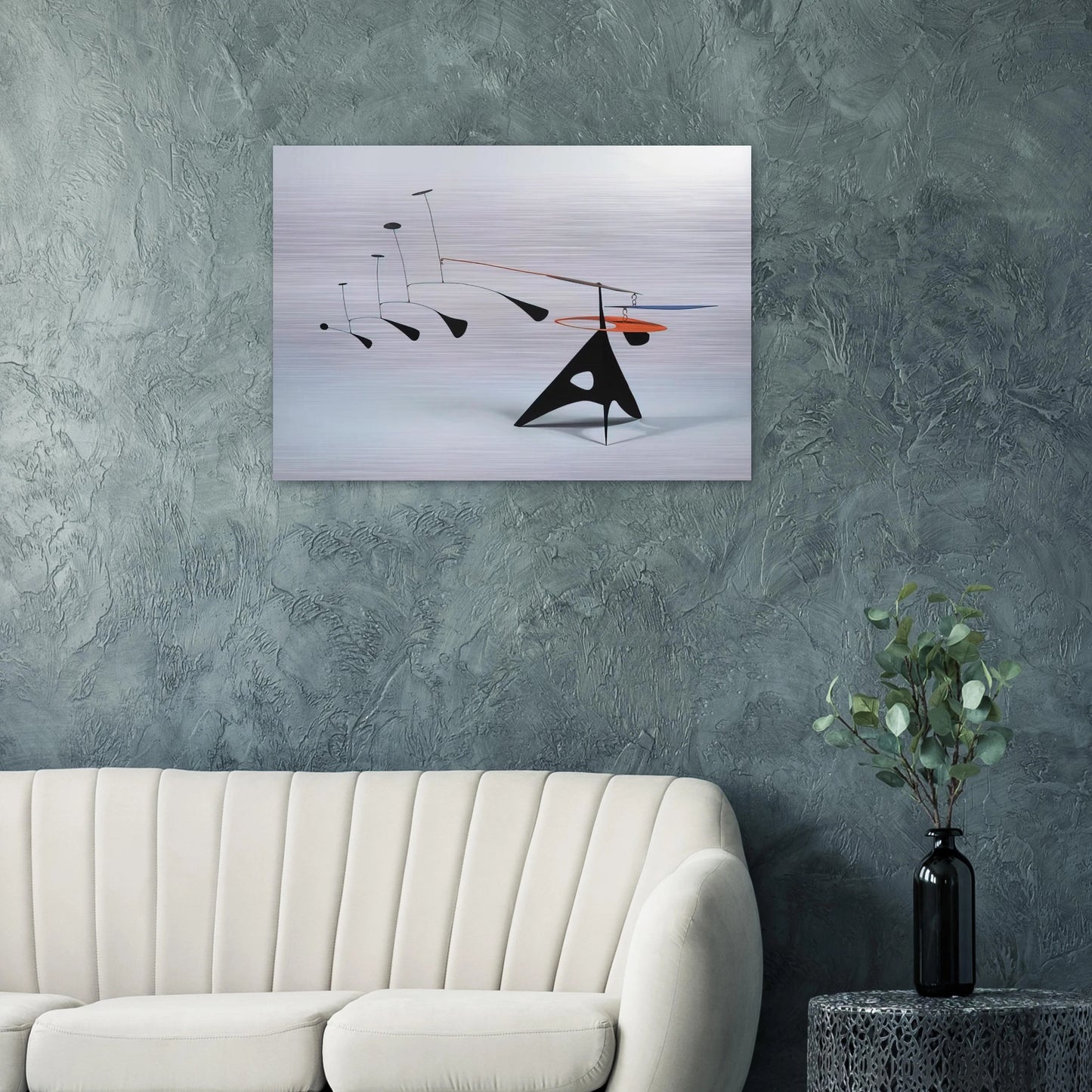 BLUE FEATHER 1948 - Alexander Calder Brushed Aluminum Print - 70x100 cm / 28x40 inches | Alexander Calder Aluminum Print | Alexander Calder Prints
