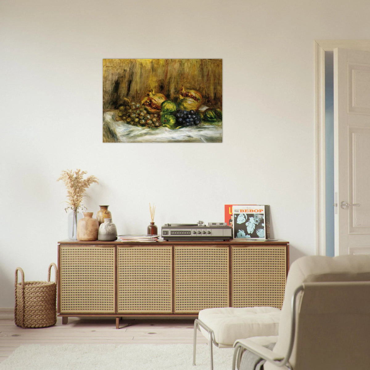 Still Life with Grapes - Pierre-Auguste Renoir Brushed Aluminum Print - 70x100 cm / 28x40 inches | Pierre-Auguste Renoir Aluminum Print | Pierre-Auguste Renoir Prints