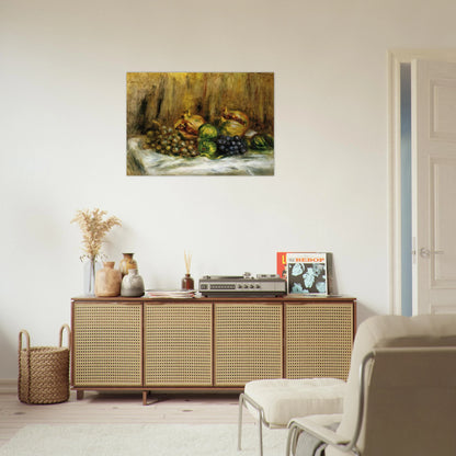 Still Life with Grapes - Pierre-Auguste Renoir Brushed Aluminum Print - 70x100 cm / 28x40 inches | Pierre-Auguste Renoir Aluminum Print | Pierre-Auguste Renoir Prints