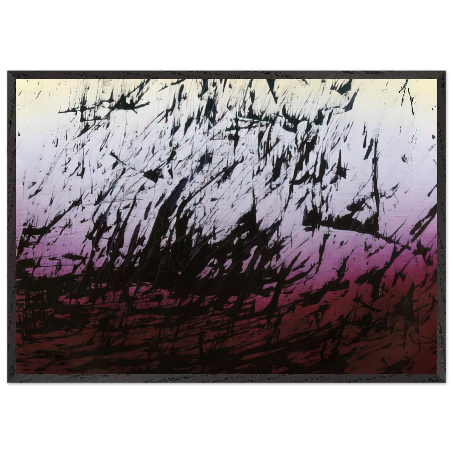 Untitled T1982-H12 - 1982 - Hans Hartung 70x100 cm / 28x40 inches Framed Art Print – Black Wooden Frame
