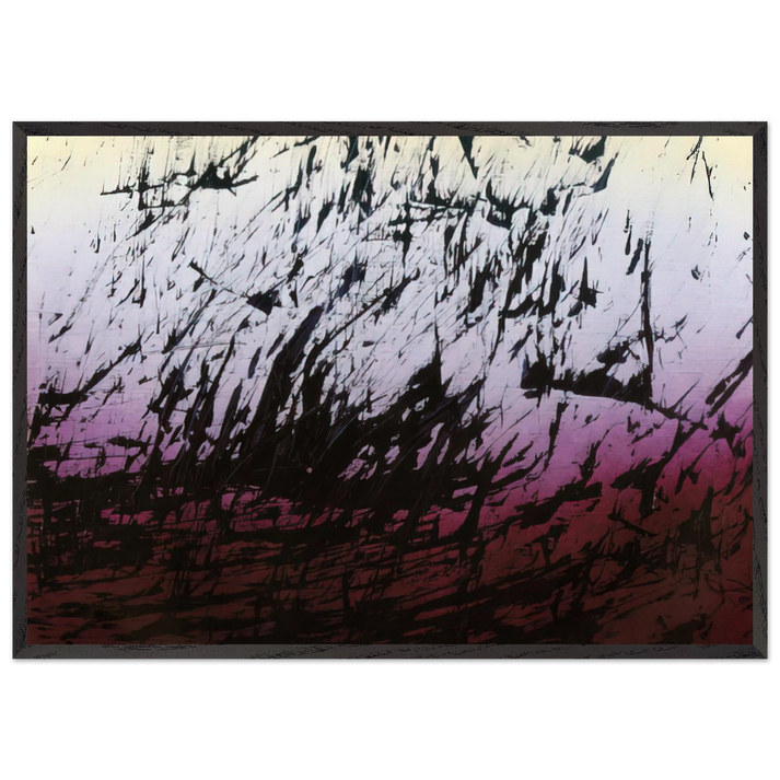 Untitled T1982-H12 - 1982 - Hans Hartung 70x100 cm / 28x40 inches Framed Art Print – Black Wooden Frame