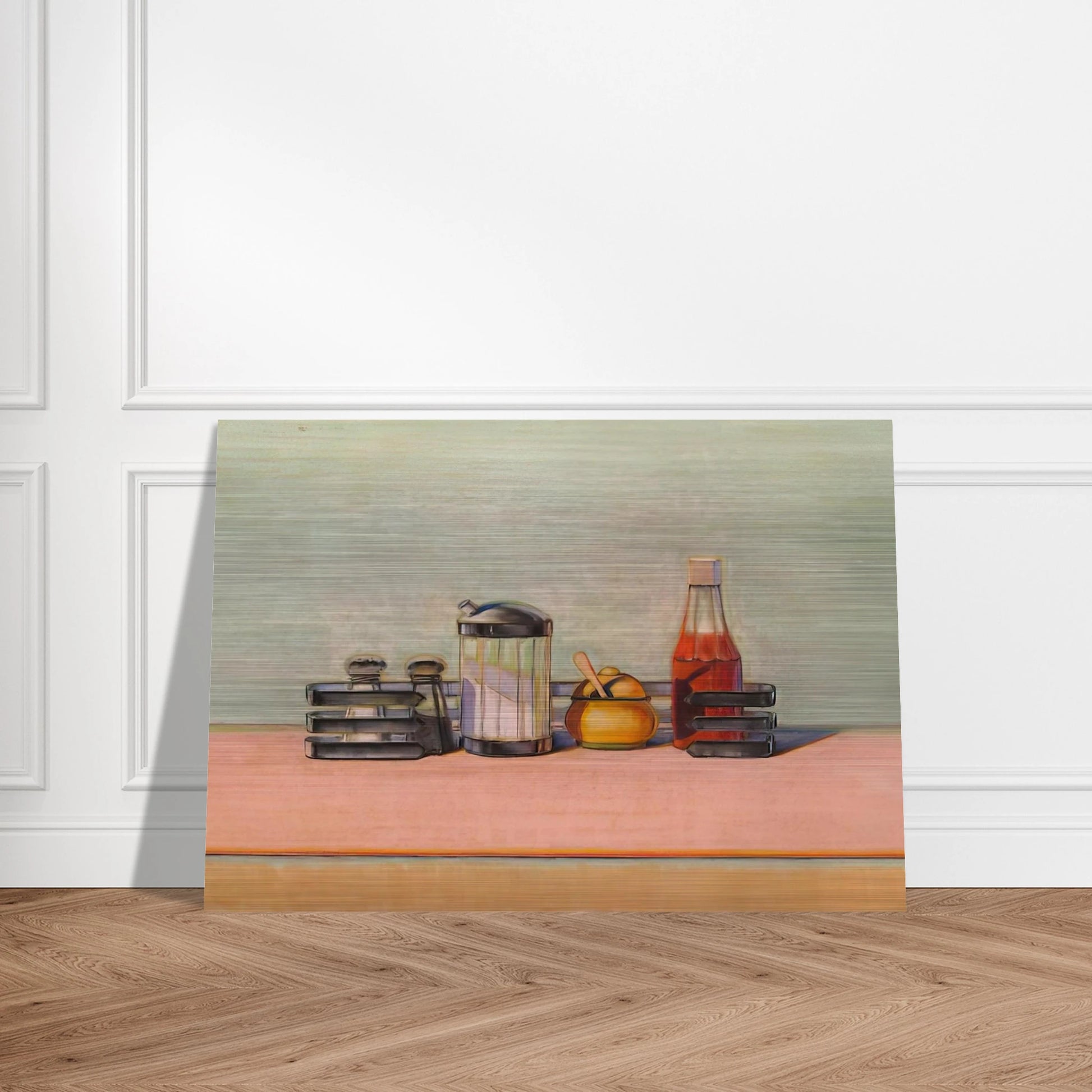 Caged Condiments - 2000 - Wayne Thiebaud Brushed Aluminum Print - 70x100 cm / 28x40 inches | Wayne Thiebaud Aluminum Print | Wayne Thiebaud Prints