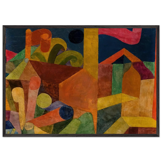 LANDSCAPE WITH FLAGS 1914 - Paul Klee 70x100 cm / 28x40 inches Framed Art Print – Black Wooden Frame