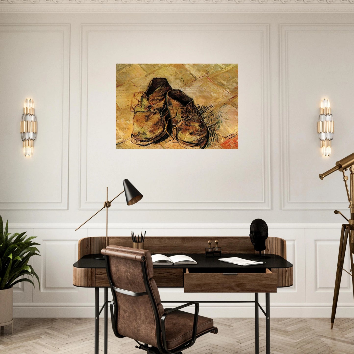 A Pair of Shoes - Vincent van Gogh Brushed Aluminum Print - 70x100 cm / 28x40 inches | Vincent van Gogh Aluminum Print | Vincent van Gogh Prints
