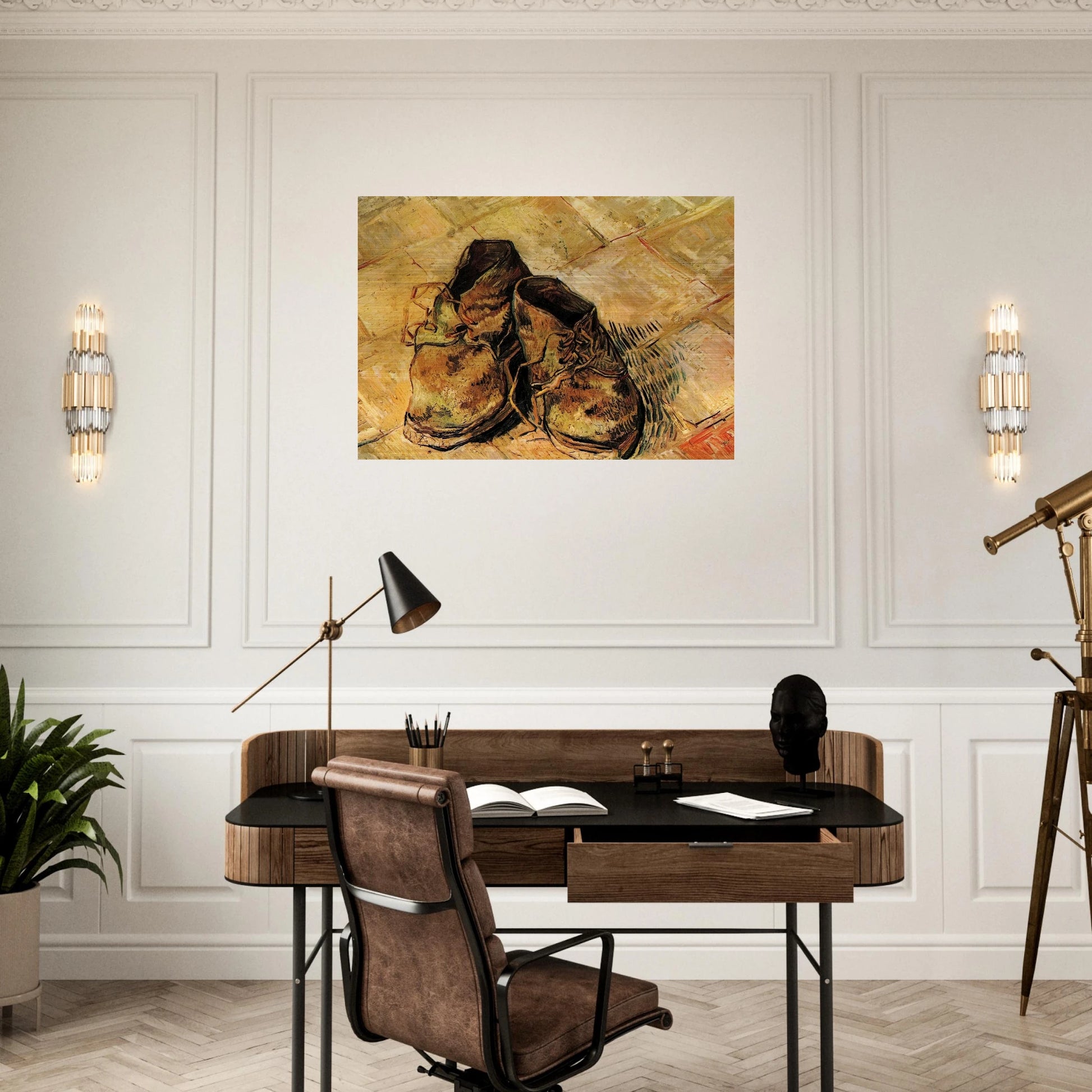 A Pair of Shoes - Vincent van Gogh Brushed Aluminum Print - 70x100 cm / 28x40 inches | Vincent van Gogh Aluminum Print | Vincent van Gogh Prints