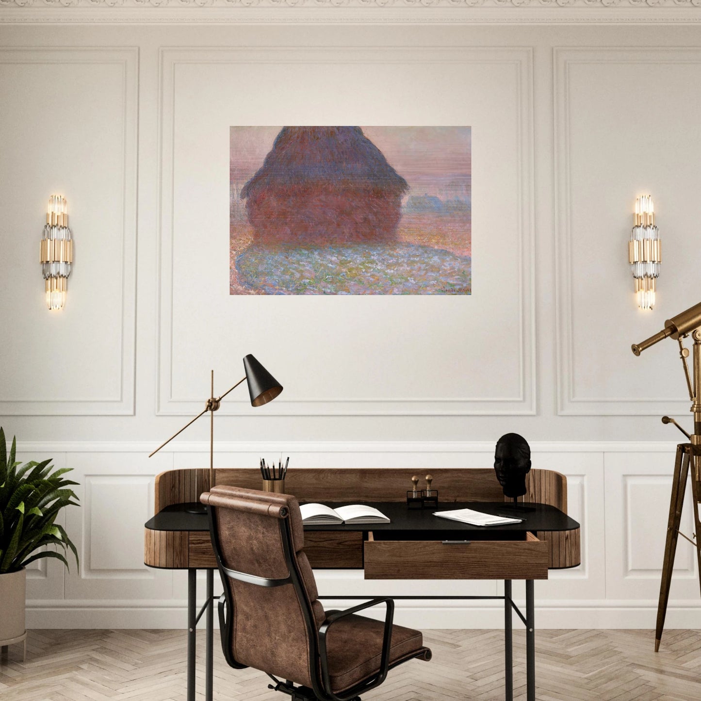 Grainstack in Sunshine - claude monet Brushed Aluminum Print - 70x100 cm / 28x40 inches | claude monet Aluminum Print | claude monet Prints