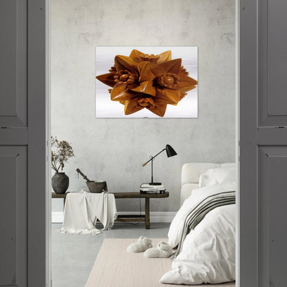 POLYHEDRON WITH FLOWERS - MC Escher Brushed Aluminum Print - 70x100 cm / 28x40 inches | MC Escher Aluminum Print | MC Escher Prints