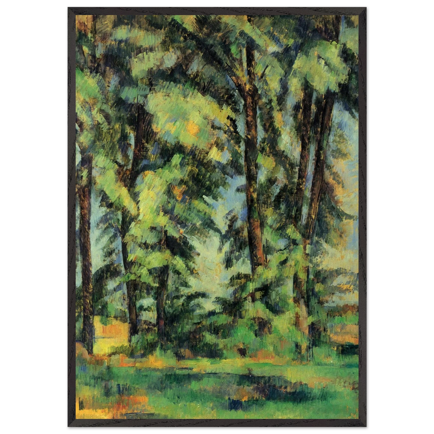 Large Trees at Jas de Bouffan - Paul Cezanne 70x100 cm / 28x40 inches Framed Art Print – Black Wooden Frame