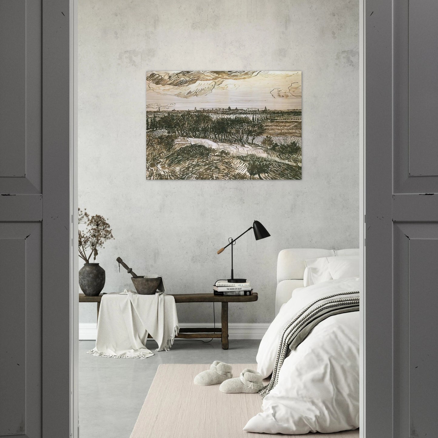 View of Arles from a Hill - Vincent van Gogh Brushed Aluminum Print - 70x100 cm / 28x40 inches | Vincent van Gogh Aluminum Print | Vincent van Gogh Prints
