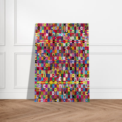 OGGI VENISETESIMO GIORNO UNDICESIMO MESE ANNO MILLENOVEIOOO ANTOTO ALIGHIERO E BOETTI ALLAMATO - Alighiero Boetti Brushed Aluminum Print - 70x100 cm / 28x40 inches | Alighiero Boetti Aluminum Print | Alighiero Boetti Prints