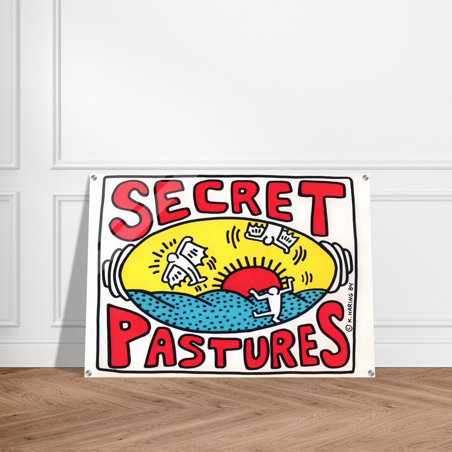 PROMOTIONAL POSTER FOR SECRET PASTURES 1984 - Keith Haring Acrylic Print - 70x100 cm / 28x40″ inches