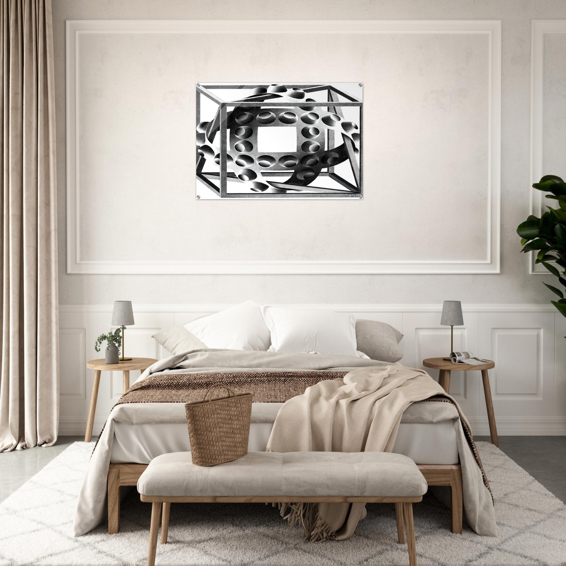 CUBE WITH MAGIC RIBBONS - MC Escher Acrylic Print - 70x100 cm / 28x40″ inches | Maurits Cornelis Escher Prints