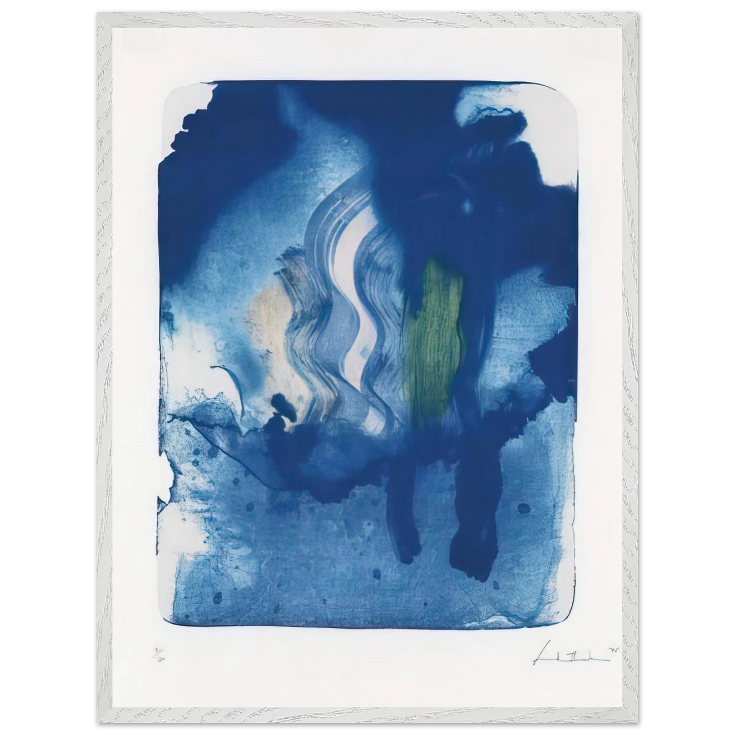 Helen Frankenthaler - Reflections V - 1995 Wall art - 45x60 cm / 18x24 inches - Premium Wooden Framed Poster With Fine Art Paper-canvas - Black frame