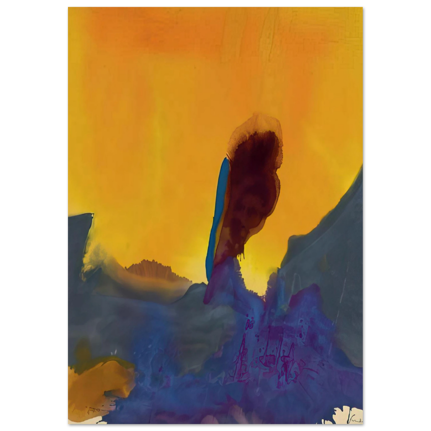Helen Frankenthaler - Glow II - 1968 Wall art - A2 (42 x 59.4  cm) - Premium Wooden Framed Poster With Fine Art Paper-canvas - Black frame