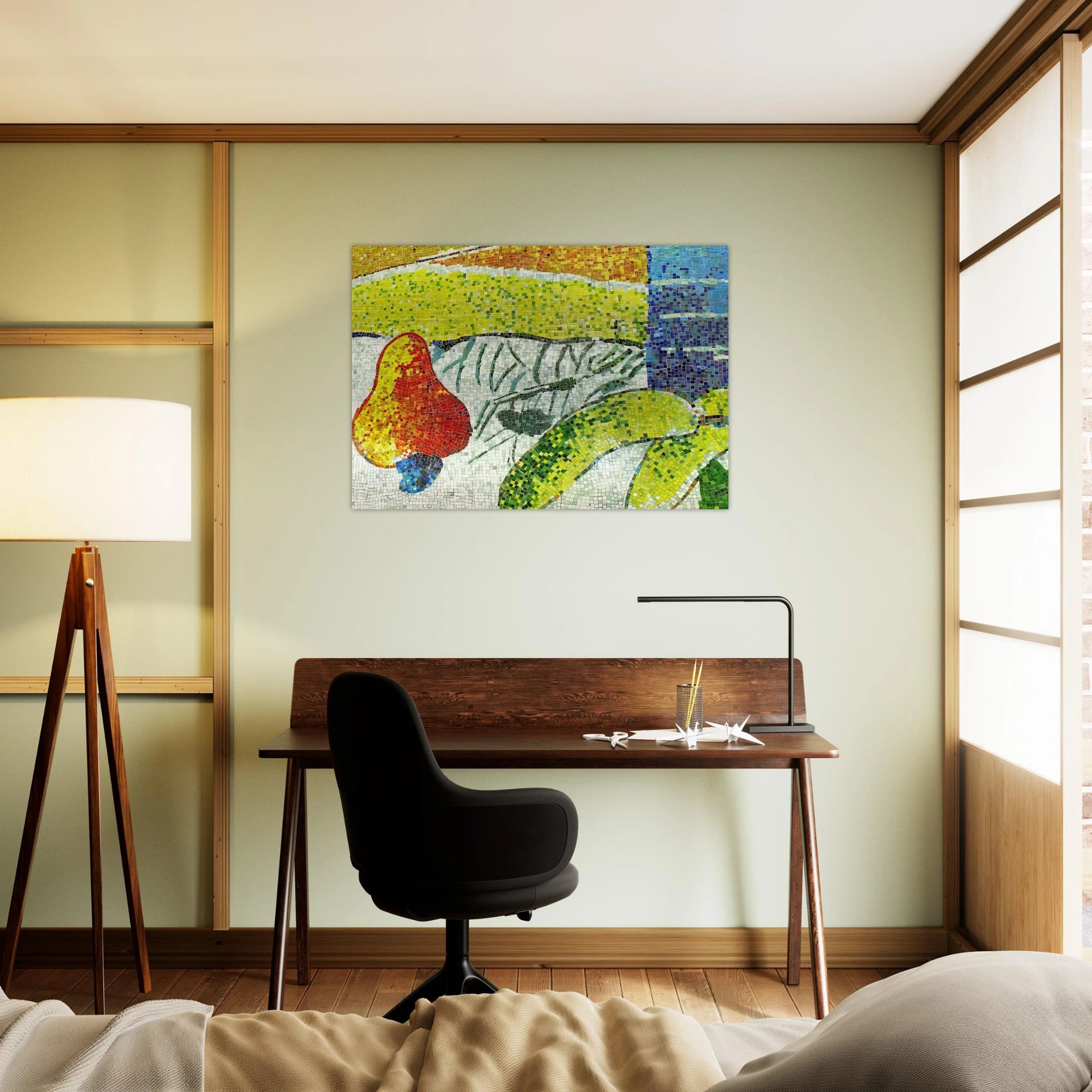 Caju e Bananas - Naïve Art Primitivism - Aldemir Martins Brushed Aluminum Print - 70x100 cm / 28x40 inches | Aldemir Martins Aluminum Print | Aldemir Martins Prints