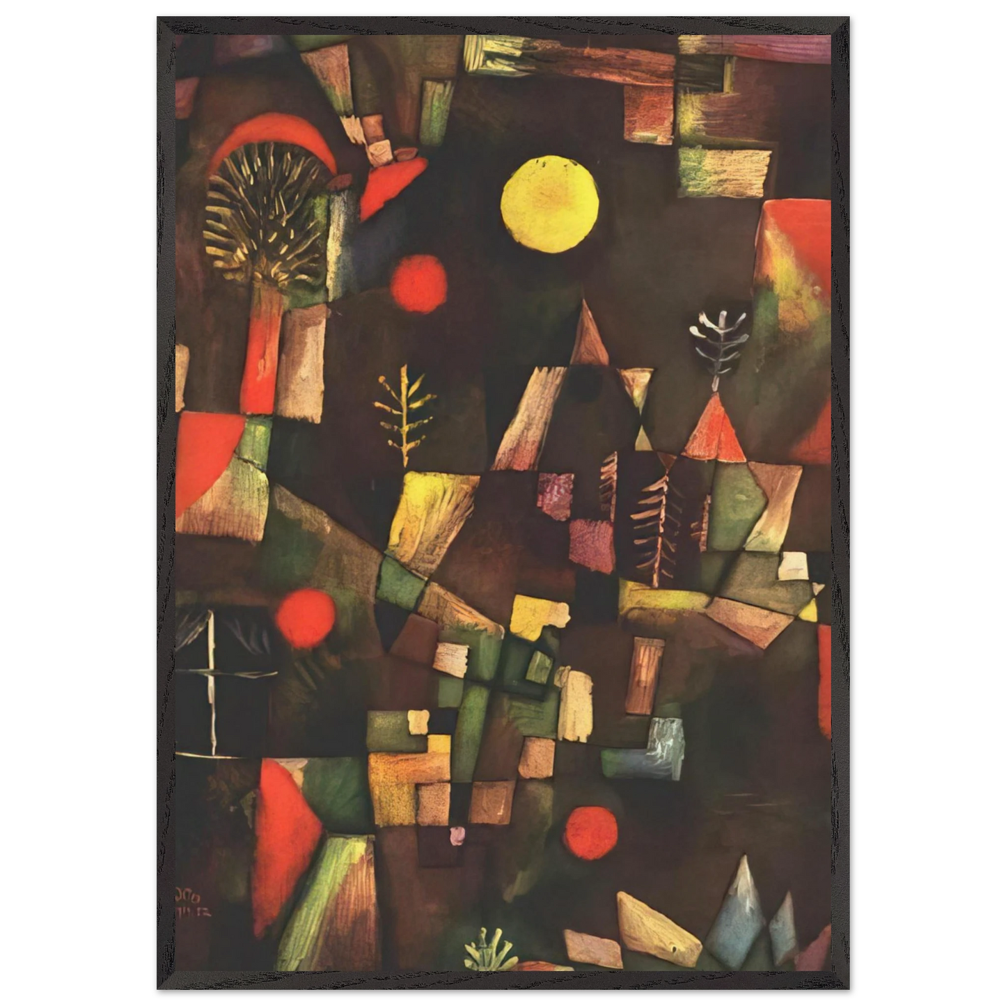 FULL MOON 1919 - Paul Klee 70x100 cm / 28x40 inches Framed Art Print – Black Wooden Frame