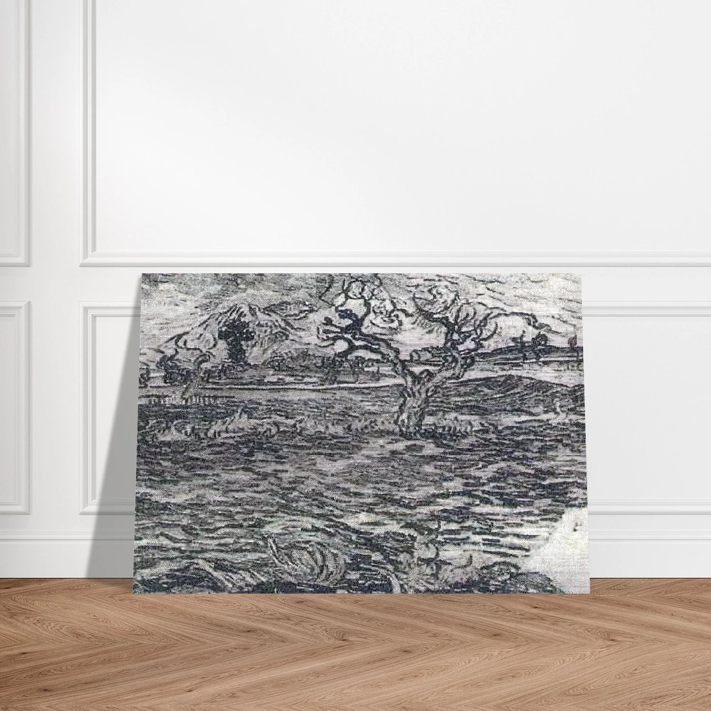 Landscape with Olive Tree and Mountains in the Background - Vincent van Gogh Brushed Aluminum Print - 70x100 cm / 28x40 inches | Vincent van Gogh Aluminum Print | Vincent van Gogh Prints