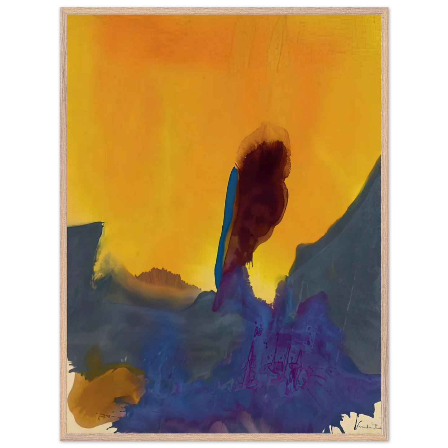 Helen Frankenthaler - Glow II - 1968 Wall art - 30x40 cm / 12x16 inches - Premium Wooden Framed Poster With Fine Art Paper-canvas - Black frame