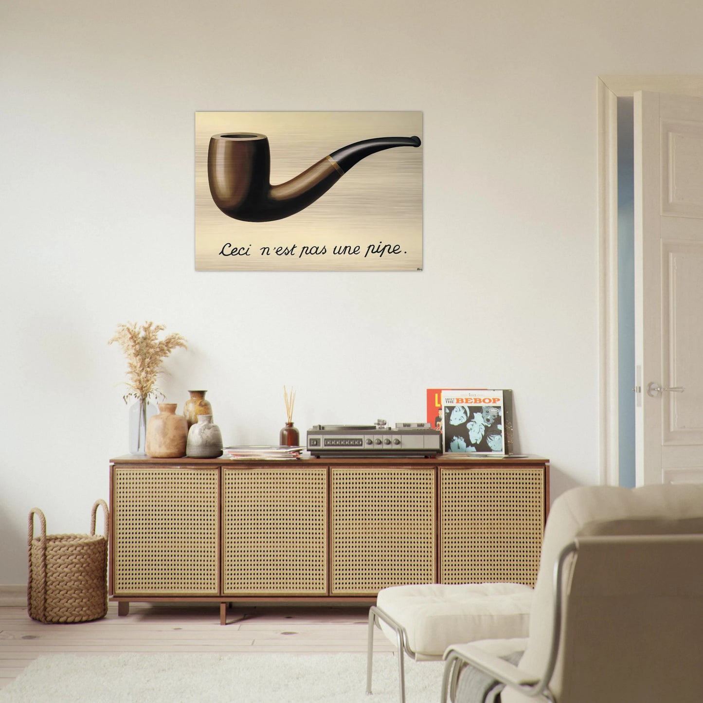 THE TREACHERY OF IMAGES THIS IS NOT A PIPE 1948 - Rene Magritte Brushed Aluminum Print - 70x100 cm / 28x40 inches | Rene Magritte Aluminum Print | Rene Magritte Prints