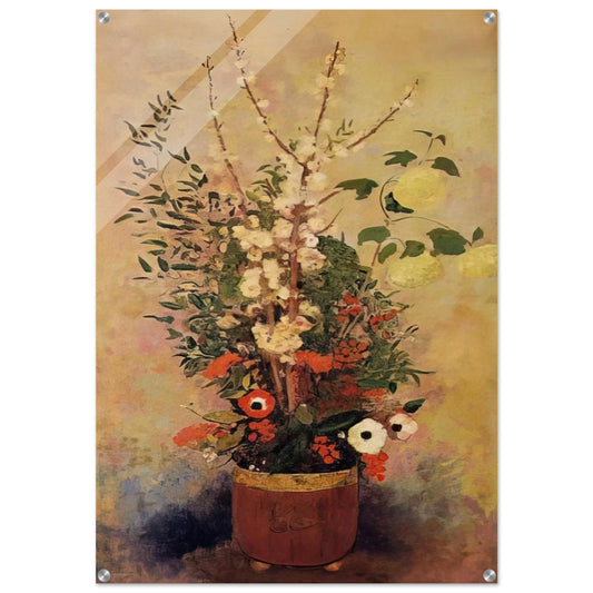 VASE OF FLOWERS WITH BRANCHES OF A FLOWERING APPLE TREE - Odilon Redon Acrylic Print - 70x100 cm / 28x40″ inches