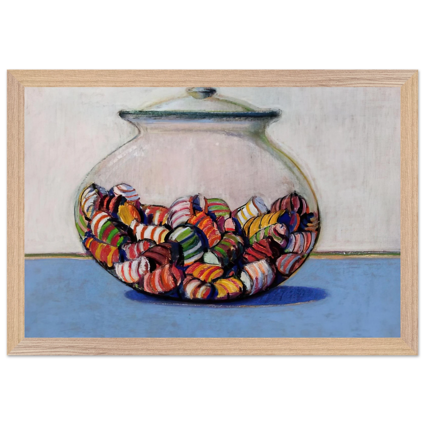 Wayne Thiebaud - Glassed Candy - 1969 Wall Art - 21x29.7 cm / 8x12" - Premium Wooden Framed Poster With Fine Art Paper - White frame