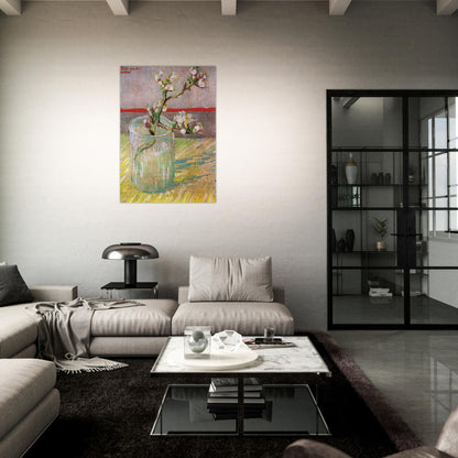 Blossoming Almond Branch in a Glass - Vincent van Gogh Brushed Aluminum Print - 70x100 cm / 28x40 inches | Vincent van Gogh Aluminum Print | Vincent van Gogh Prints