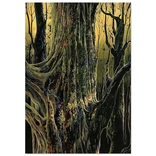 Ancient Tree - Eyvind Earle Brushed Aluminum Print - 70x100 cm / 28x40 inches | Eyvind Earle Aluminum Print | Eyvind Earle Prints