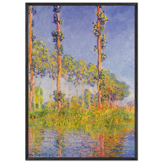 Three Trees Autumn Effect - claude monet 70x100 cm / 28x40 inches Framed Art Print – Black Wooden Frame