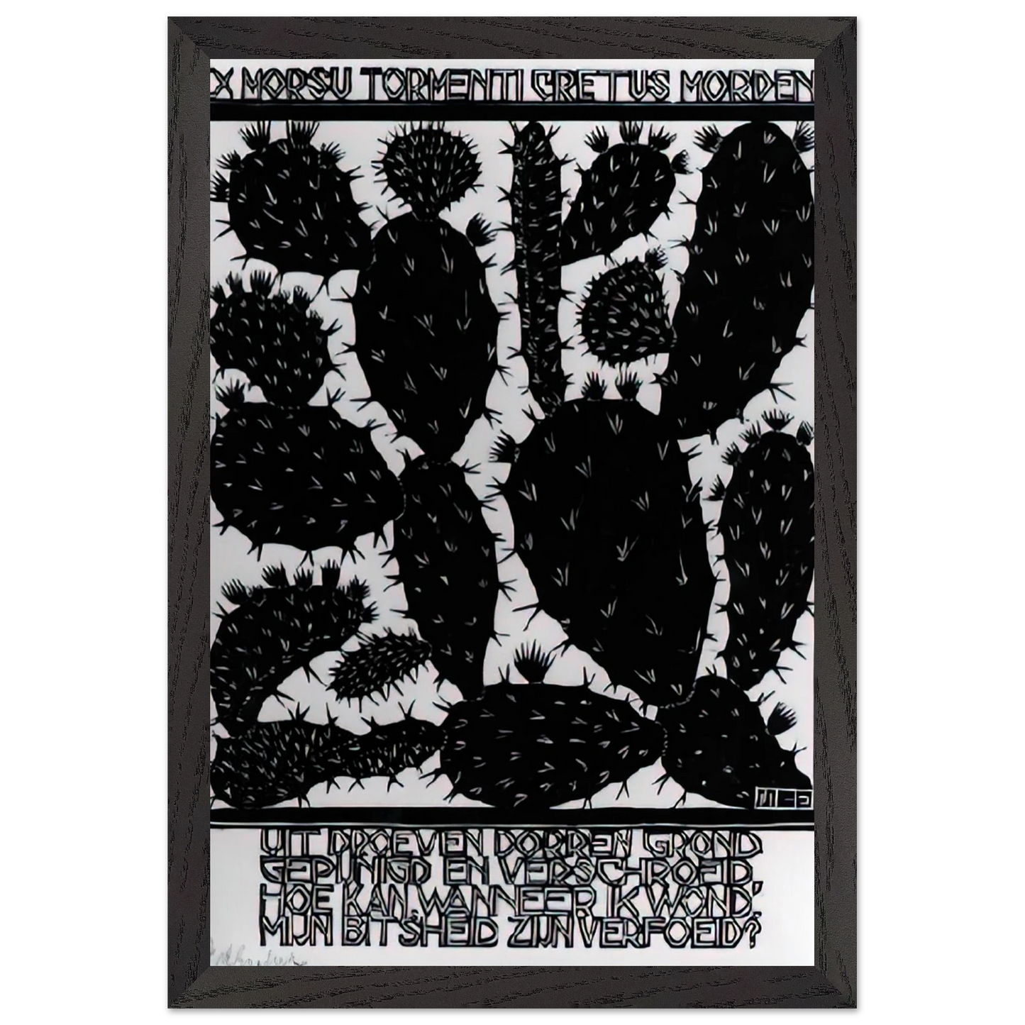 MC Escher - EMBLEMATA CACTUS Wall Art - 60x80 cm / 24x32 inches - Premium Wooden Framed Poster With Fine Art Paper - Black frame