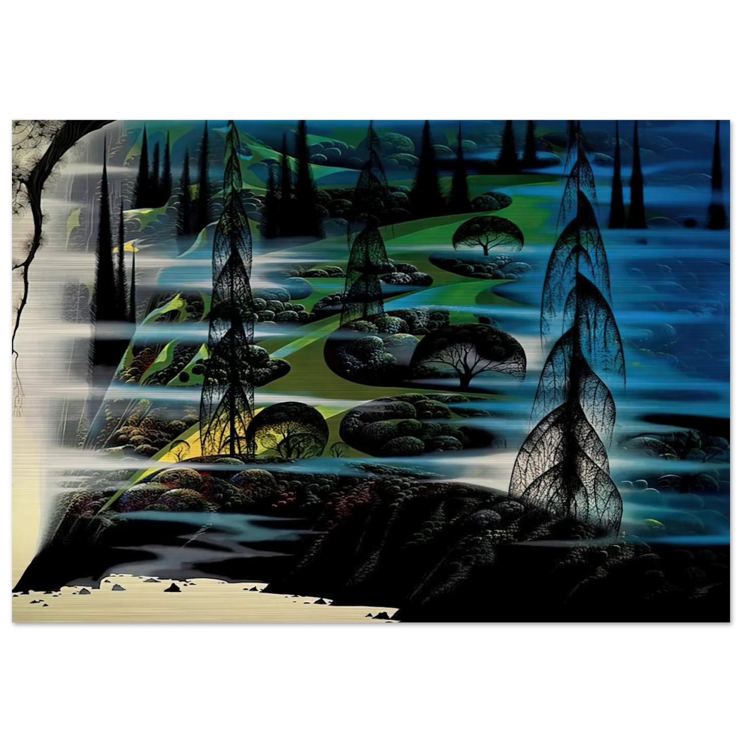 Beauty Beyond Believing - Eyvind Earle Brushed Aluminum Print - 70x100 cm / 28x40 inches | Eyvind Earle Aluminum Print | Eyvind Earle Prints