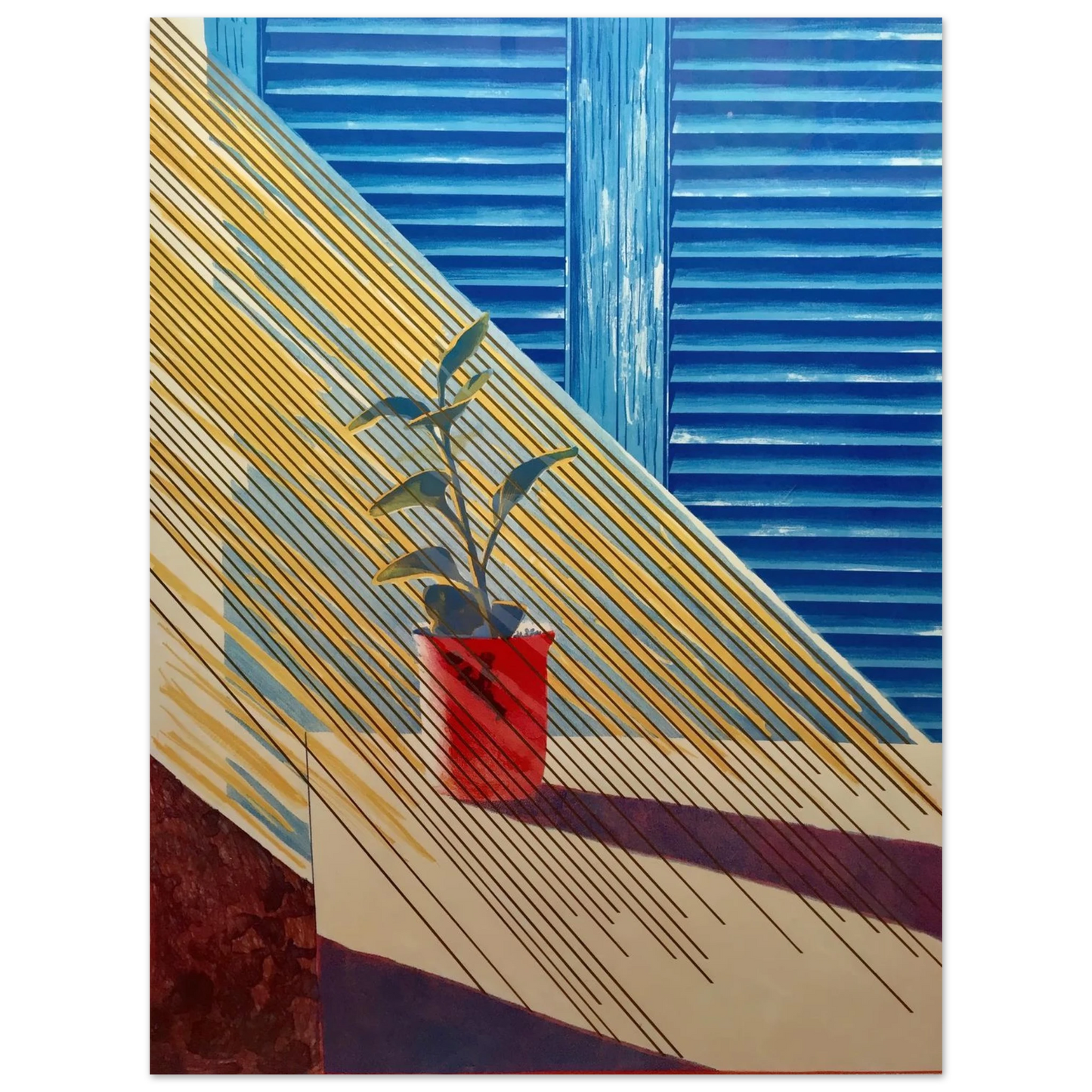 David Hockney - David Hockney Wall art - 21x29.7 cm / 8x12" - Premium Wooden Framed Poster With Fine Art Paper - Black frame