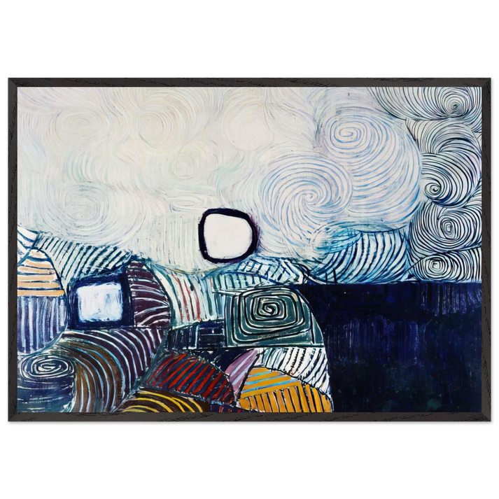 Spiral Development in Green Violet Blue  Gold - 1951 - Victor Pasmore 70x100 cm / 28x40 inches Framed Art Print – Black Wooden Frame