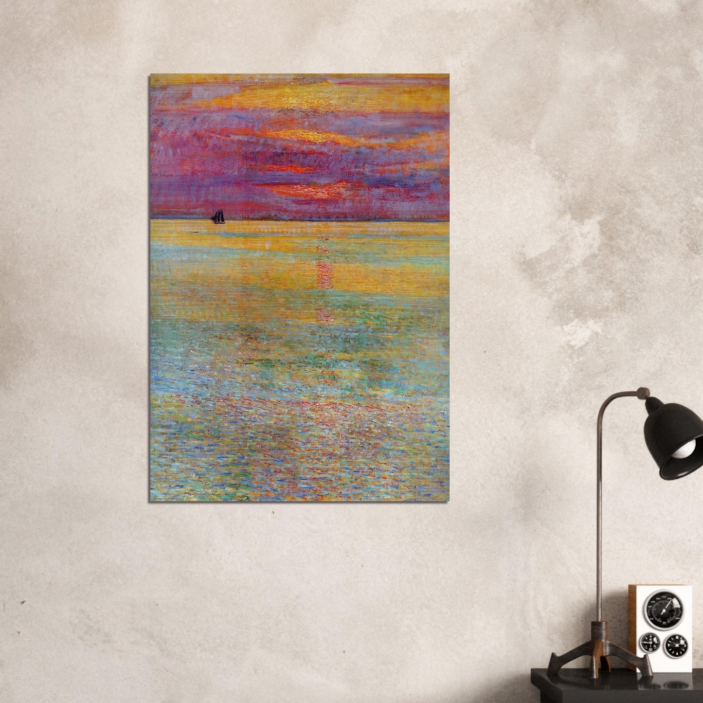 Sunset at Sea - Childe Hassam Brushed Aluminum Print - 70x100 cm / 28x40 inches | Childe Hassam Aluminum Print | Childe Hassam Prints