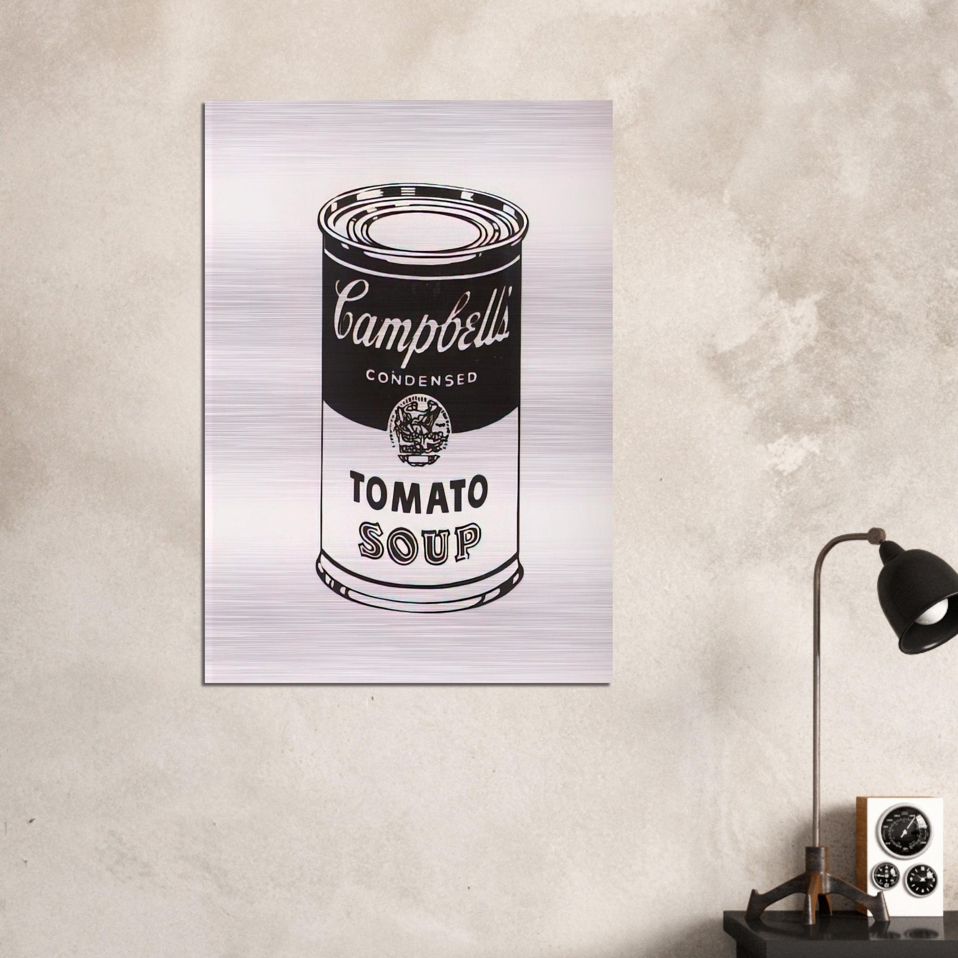 Campbell's Soup Can  Tomato -Retrospective Series - Andy Warhol Brushed Aluminum Print - 70x100 cm / 28x40 inches | Andy Warhol Aluminum Print | Andy Warhol Prints